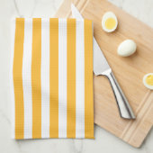 Linge De Cuisine Bandes de bonbons jaune et blanc ensoleillé (Quart Plié)