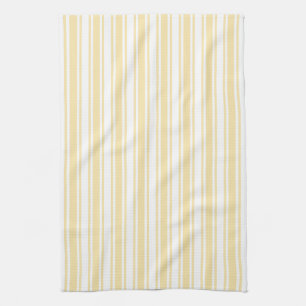 Linge De Cuisine Bandes de bonbons jaune pâle et blanc