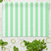 Linge De Cuisine Bandes de bonbons vertes et blanches (Plié)