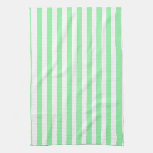 Linge De Cuisine Bandes de bonbons vertes et blanches (Vertical)