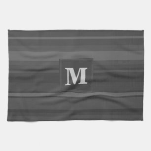 Linge De Cuisine Bandes de charbon de monogramme