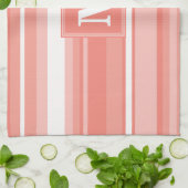 Linge De Cuisine Bandes de corail monogramme (Plié)