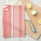 Linge De Cuisine Bandes de corail monogramme (Quart Plié)