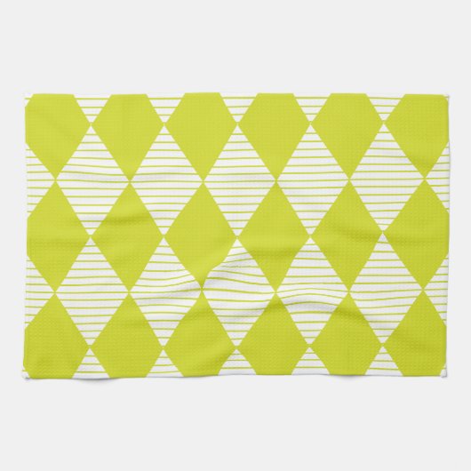 Linge De Cuisine Bandes de diamant vert (Horizontal)