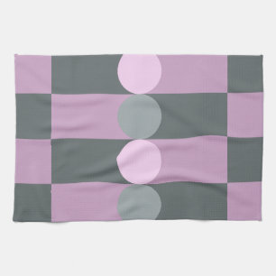 Linge De Cuisine Bandes de géométrie rétro Cercles gris violet