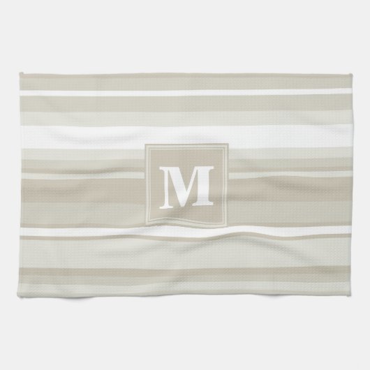 Linge De Cuisine Bandes de grès monogramme (Horizontal)