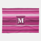 Linge De Cuisine Bandes de monogramme fuchsia (Horizontal)