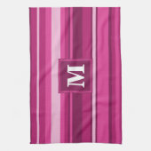 Linge De Cuisine Bandes de monogramme fuchsia (Vertical)