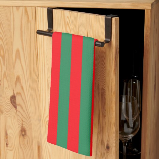 Linge De Cuisine Bandes de Noël classiques rouges et vertes (Pliage en tiers)