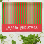 Linge De Cuisine Bandes de Noël rouges et vertes (Plié)