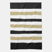 Linge De Cuisine Bandes de papier noir / or / blanc (Vertical)