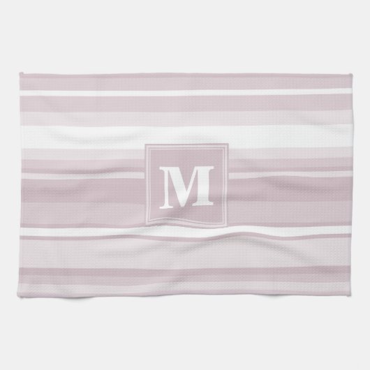 Linge De Cuisine Bandes de quartz roses monogrammes (Horizontal)