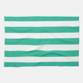 Linge De Cuisine Bandes de transats vert et blanc (Horizontal)