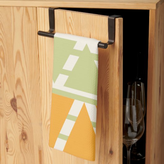 Linge De Cuisine Bandes de Triangle Orange Vert (Pliage en tiers)