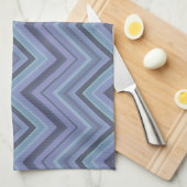 Linge De Cuisine Bandes de zigzag gris bleu (Quart Plié)