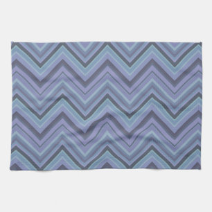 Linge De Cuisine Bandes de zigzag gris bleu