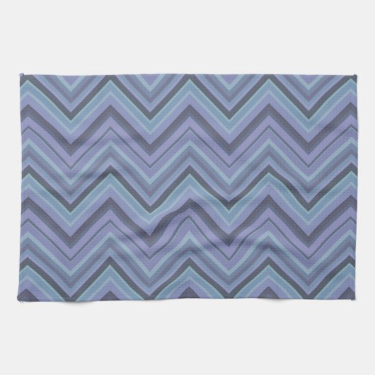 Linge De Cuisine Bandes de zigzag gris bleu (Horizontal)