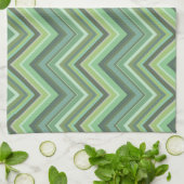 Linge De Cuisine Bandes de zigzag vert olive (Plié)