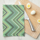 Linge De Cuisine Bandes de zigzag vert olive (Quart Plié)