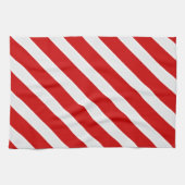 Linge De Cuisine Bandes diagonales blanches rouges (Horizontal)