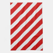 Linge De Cuisine Bandes diagonales blanches rouges (Vertical)