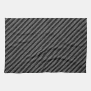 Linge De Cuisine Bandes diagonales minces en noir et gris