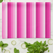Linge De Cuisine Bandes d'ombre rose chaud (Plié)