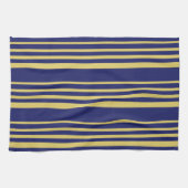 Linge De Cuisine Bandes d'or et de marine à motifs (Horizontal)