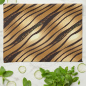 Linge De Cuisine Bandes Empreintes de léopard Brown d'or (Plié)