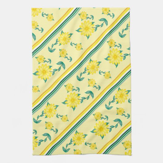 Linge De Cuisine Bandes et fleurs (Vertical)