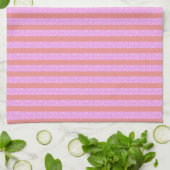 Linge De Cuisine Bandes géométriques roses (Plié)