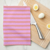 Linge De Cuisine Bandes géométriques roses (Quart Plié)