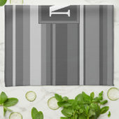 Linge De Cuisine Bandes gris monogramme (Plié)
