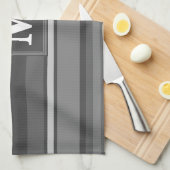 Linge De Cuisine Bandes gris monogramme (Quart Plié)