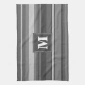Linge De Cuisine Bandes gris monogramme (Vertical)