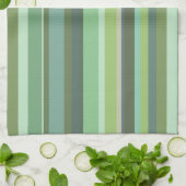 Linge De Cuisine Bandes horizontales vert olive (Plié)