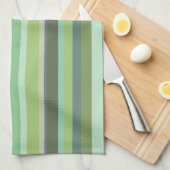 Linge De Cuisine Bandes horizontales vert olive (Quart Plié)