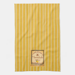 Linge De Cuisine Bandes jaunes de Provence française avec étiquette