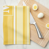 Linge De Cuisine Bandes jaunes monogrammes (Quart Plié)