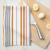 Linge De Cuisine Bandes marron gris mignonne (Quart Plié)