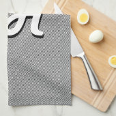Linge De Cuisine Bandes minces en noir et blanc | Initiales retro-s (Quart Plié)