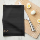 Linge De Cuisine Bandes noires d'or (Quart Plié)