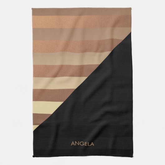 Linge De Cuisine Bandes noires d'or (Vertical)