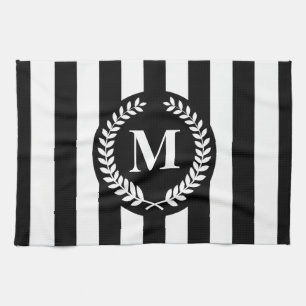 Linge De Cuisine Bandes noires et blanches