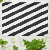 Linge De Cuisine Bandes Noires Et Blanches (Plié)
