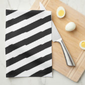 Linge De Cuisine Bandes Noires Et Blanches (Quart Plié)