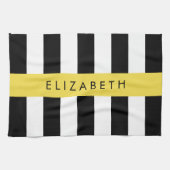 Linge De Cuisine Bandes noires et blanches, Gravées, Lignes, Votre  (Horizontal)