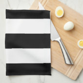Linge De Cuisine Bandes noires et blanches, Motif rayé, Lignes (Quart Plié)