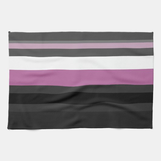 Linge De Cuisine Bandes noires, grises et blanches (Horizontal)