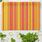 Linge De Cuisine Bandes Orange Rouge Jaune (Plié)